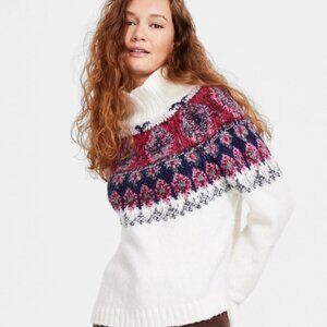 Lucky Brand Women’s Fair Isle Mock-Neck Sweater XL Long Sleeve Knit Winter